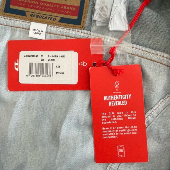 Diesel Trompe L’œil crop shirt in blue satin - Picture 3 of 4